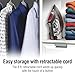 CHI Steam Iron for Clothes with 8’ Retractable Cord, 1700 Watts, 3-Way Auto Shutoff, 400+ Holes, Professional Grade, Temperature Control Dial, Titanium Infused Ceramic Soleplate, Silver (13106)