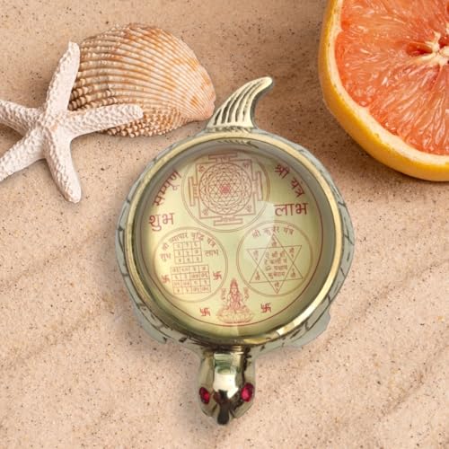 Denique Brass Vastu Tortoise with Crystal Half Globe Sampurna Shr...