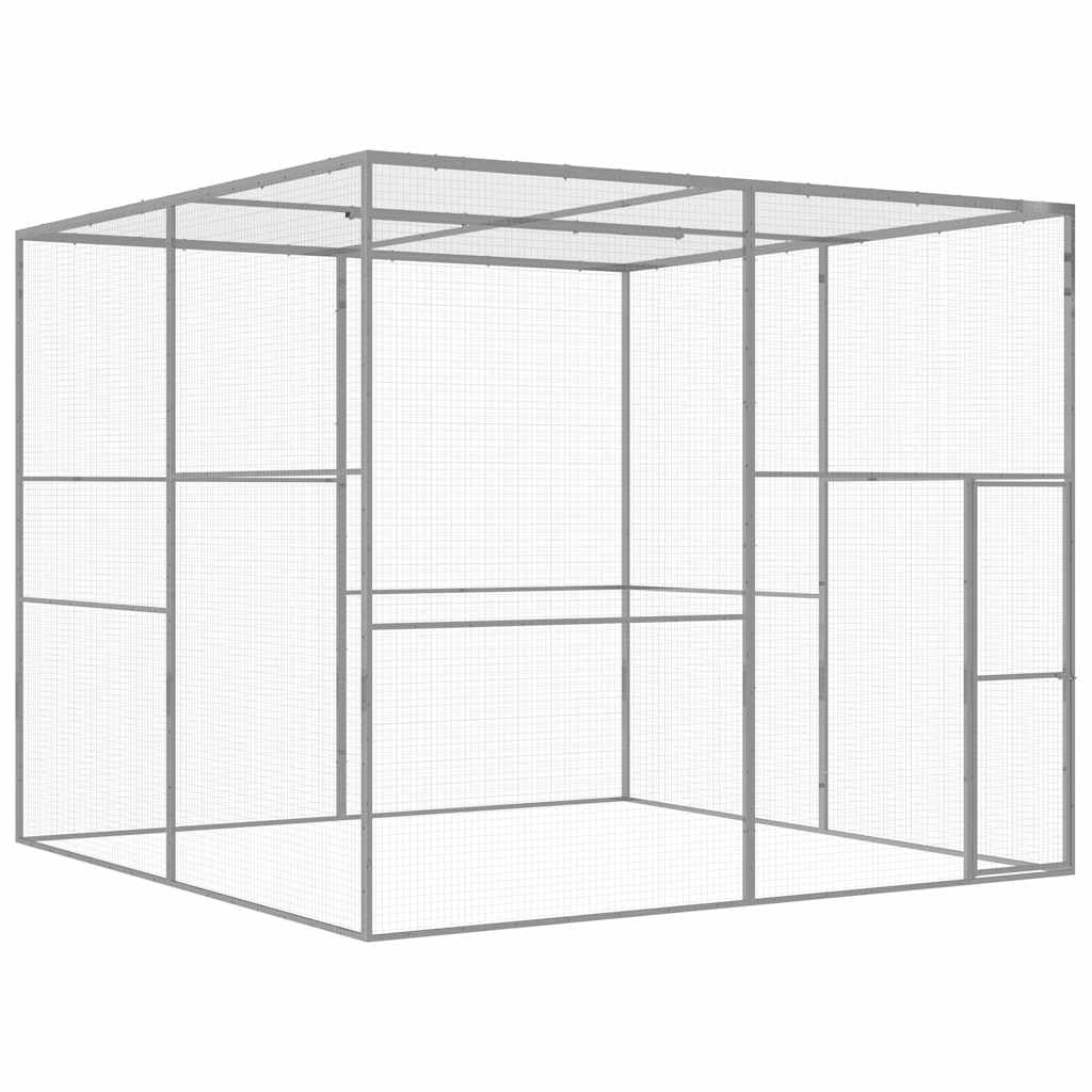 Klatka dla kota z ocynkowanej stali, 3 x 3 x 2,5 m, z drzwiami i kratką, wybieg dla królików, świnek morskich, chomików, myszy, szczurów, degu, ochrona i bezpieczeństwo na wolnym biegu