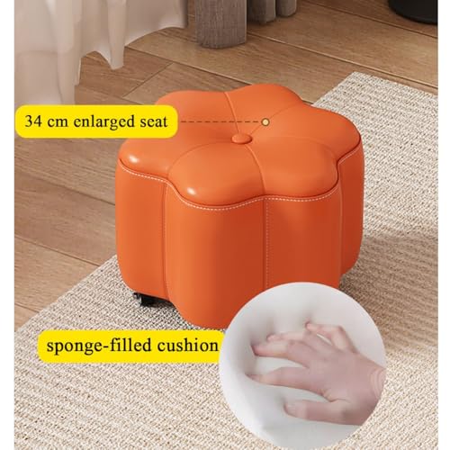 Repose-pieds ottoman moderne marron compact avec assise en cuir pour chambre - 4