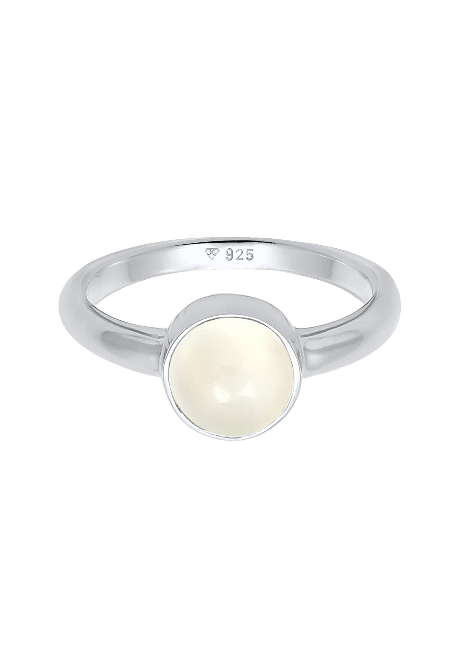 Elli Ring Damen Solitär mit Mondstein in 925 Sterling Silber