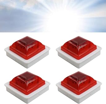 Solar Strobe Warning Light, Waterproof LED Beacon Warning Lamp Outdoor Barricade Construction Site Safety Road Signs Barricade Driveway Dock Flash Red,4PCS60 * 60mm