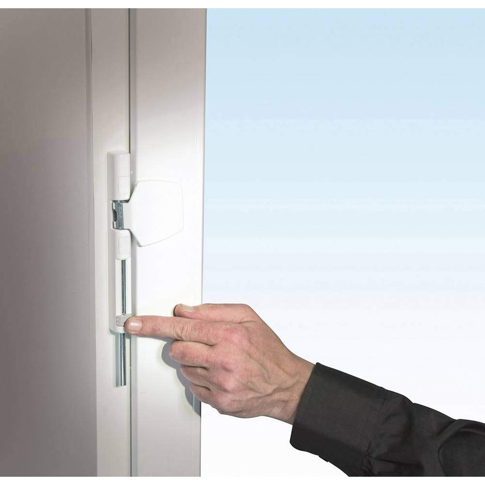 BURG-WÄCHTER Verrou de fenêtre, Protection anti-effraction pour fenêtres et portes de balcon, Intérieur, Côté charnières, WinSafe WS 44, Blanc