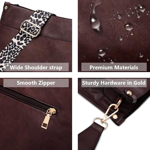 Image of AUYOCO Vegan Leather Crossbody Bags for Women, Crossbody Purse with Guitar Strap Zipped Pockets Handbag Shoulder Bag