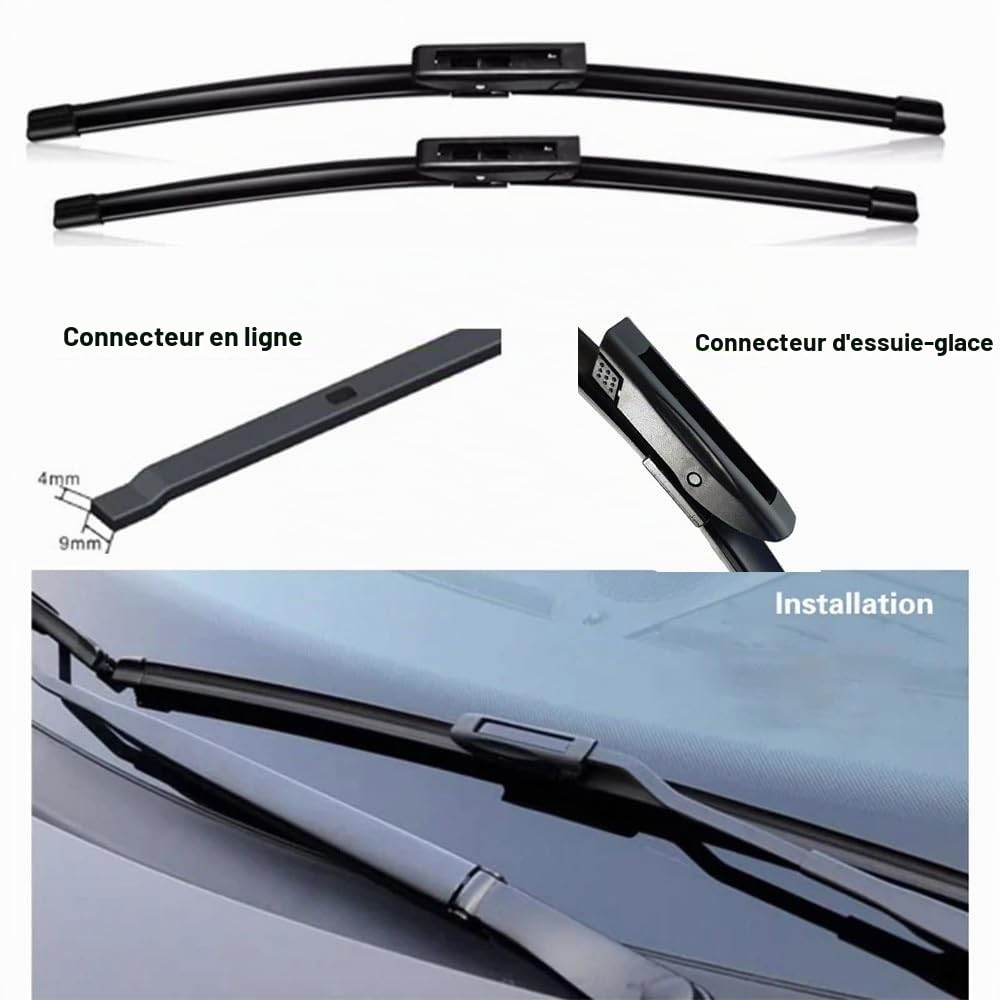 Balais d'essuie-glace avant et arrière compatible avec Renault Clio 4 2012-2019 pare-brise pare-brise fenêtre avant 26"+14"+10" 2015 2016 2017 2018