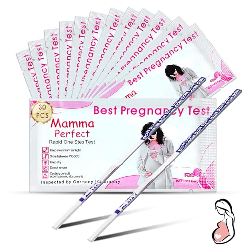 30 Piezas Tiras de Prueba de embarazo,Pruebas de Embarazo de Alta Sensibilidad,Tira Reactiva de Embarazo Temprana,Test de Fertilidad para Mujeres,Detección Precoz Fiable y Rápida