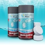 Paradies Pool Multi Tabs 200 g 2 kg, 4 in 1 Multi Tabletten mit Chlor, Algenschutz, Flockungsmittel, pH Stabilisator, zur Wasserbehandlung, Inhalt: 2 kg