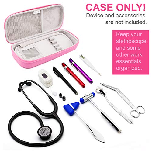 Image of PROHAPI Hard Stethoscope Case, Large Stethoscope Carrying Case with ID Slot, Compatible with 3M Littmann /ADC /Omron /MDF Stethoscope Includes Mesh Pocket for Nurse Accessories (Sakura Pink)