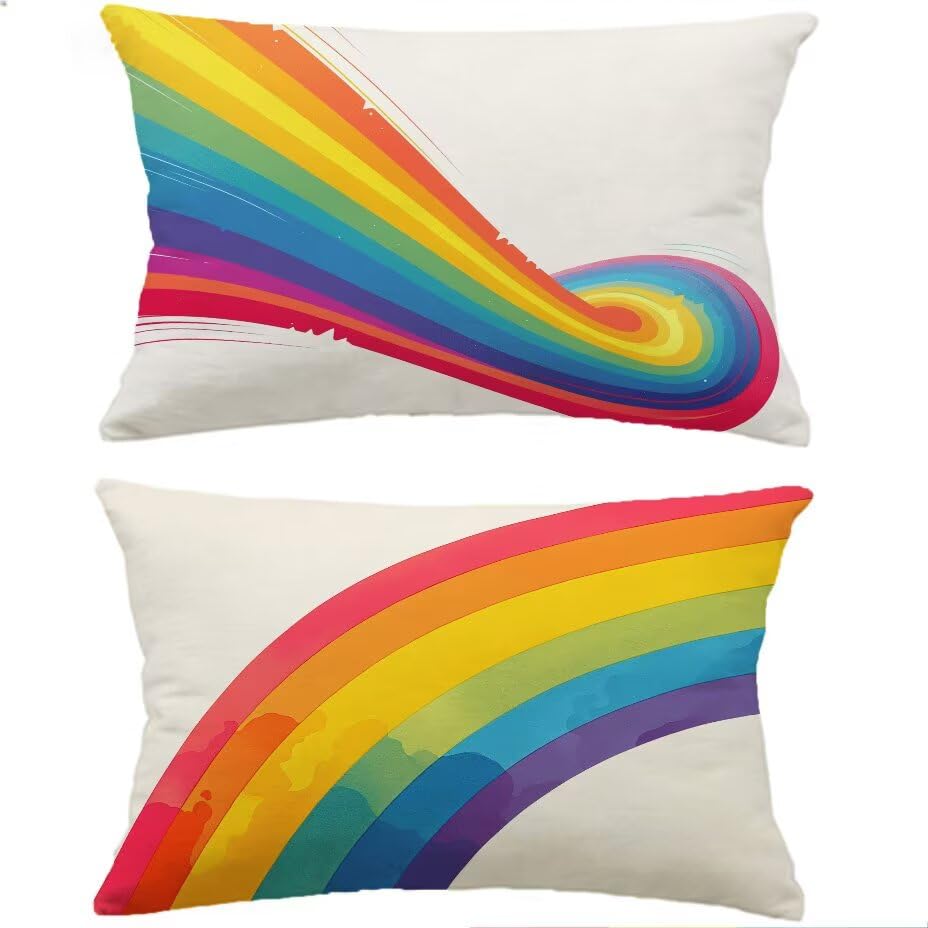 Housse de coussin extérieur 40x80 cm crème effet lin lot de 2 pour jardin et canapé