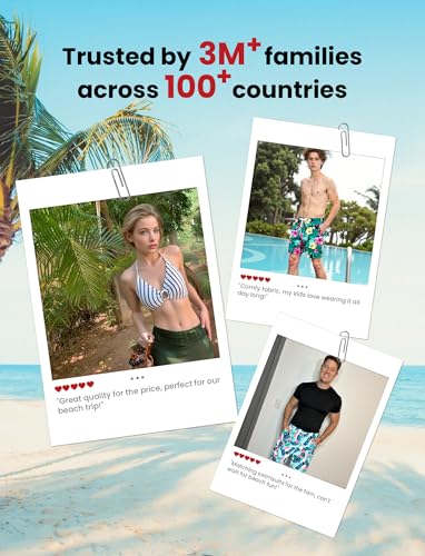 Image of PATPAT Family Matching Summer Swimsuits, Two Piece Bathing Suits Tropical Plant Floral Print Swim Trunks Shorts