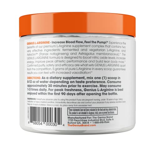 The Genius Brand GEN1013/100/101 Genius L-Arginine Nitric Oxide Powder - Fermented L- Arginine Nutritional Supplements & Nitric Oxide Booster thumb #1