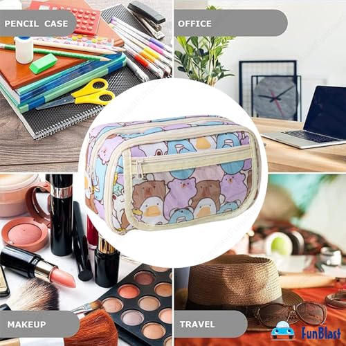 Image of FunBlast Pencil Pouch for Girls- Kawaii Pencil Pouch, Aesthetic Pencil Case Organizer, Large Capacity Stationary Organizer Case, Multipurpose Zipper Pouch for Kids & Adults (B)