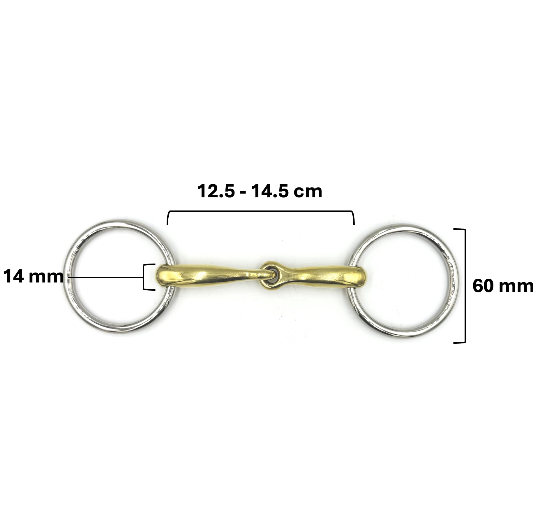 ES0273 Gebiss Wassertrense Einfach Gebrochen aus Kupfer und Edelstahl Ringdurchmesser 60 mm Gebissstärke 14 mm (13.5 cm)