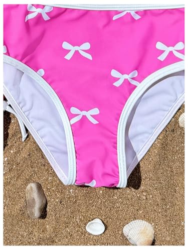 MakeMeChic Girl's 3 Piece Bikini Set Bow Swimsuit Spaghetti Strap Cute Bathing Suit with Ruched Cover Up Skirt3