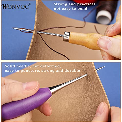 Leather Sewing Kit, Leather Sewing Upholstery Repair Kit, Leather Needle And Thread Kit, Leather Working Tools With Large-Eye Needles, Waxed Thread, Sewing Awl, For Repairing And Diy Leather Craft #TOP4