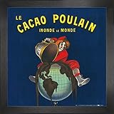 Matière: MDF 1art1 Leonetto Cappiello Affiche Reproduction et Cadre (MDF) - Le Cacao Poulain Inonde Le Monde, 1911 (40 x 40cm)