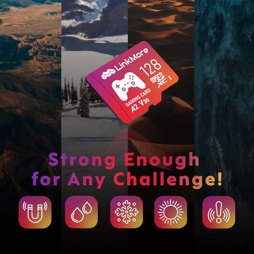 Image of LinkMore XV23 PRO 128GB Gaming Micro SDXC Card, A2, UHS-I, U3, V30, Class 10, Read Up to 170 MB /s, Write Up to 170 MB /s, SD Adapter Included