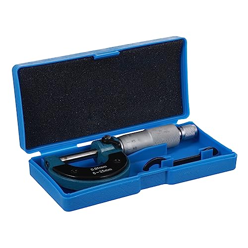 JECOMPRIS Outside Diameter Micrometer 0-25mm Range Precision Machinist Gauge Carbon Steel for Industrial Use