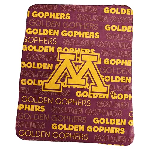 Logo Brands NCAA Minnesota Golden Gophers Classic Throw Fleece Blanket – 50” x 60” Ultra-Soft Game Day Blanket with Bold Team Colors & Logo – Cozy College Team Bedding for Fans & Alumni