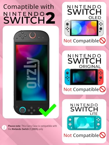 Image of Orzly Case Compatible with Nintendo Switch 2 - Protective Travel Carry Case with Screen Padding, Game Card & microSD Slots, Zipped & Open Pockets for Accessories - 7.9 inch Gift Boxed