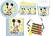 JT-Lizenzen Baby Mickey Mouse 40-teiliges Kindergeburtstag Party Deko Set Standard Motto Fete Feier 8 Teller, 8 Becher, 20 Servietten, Tischdecke, 3 Rollen Luftschlangen