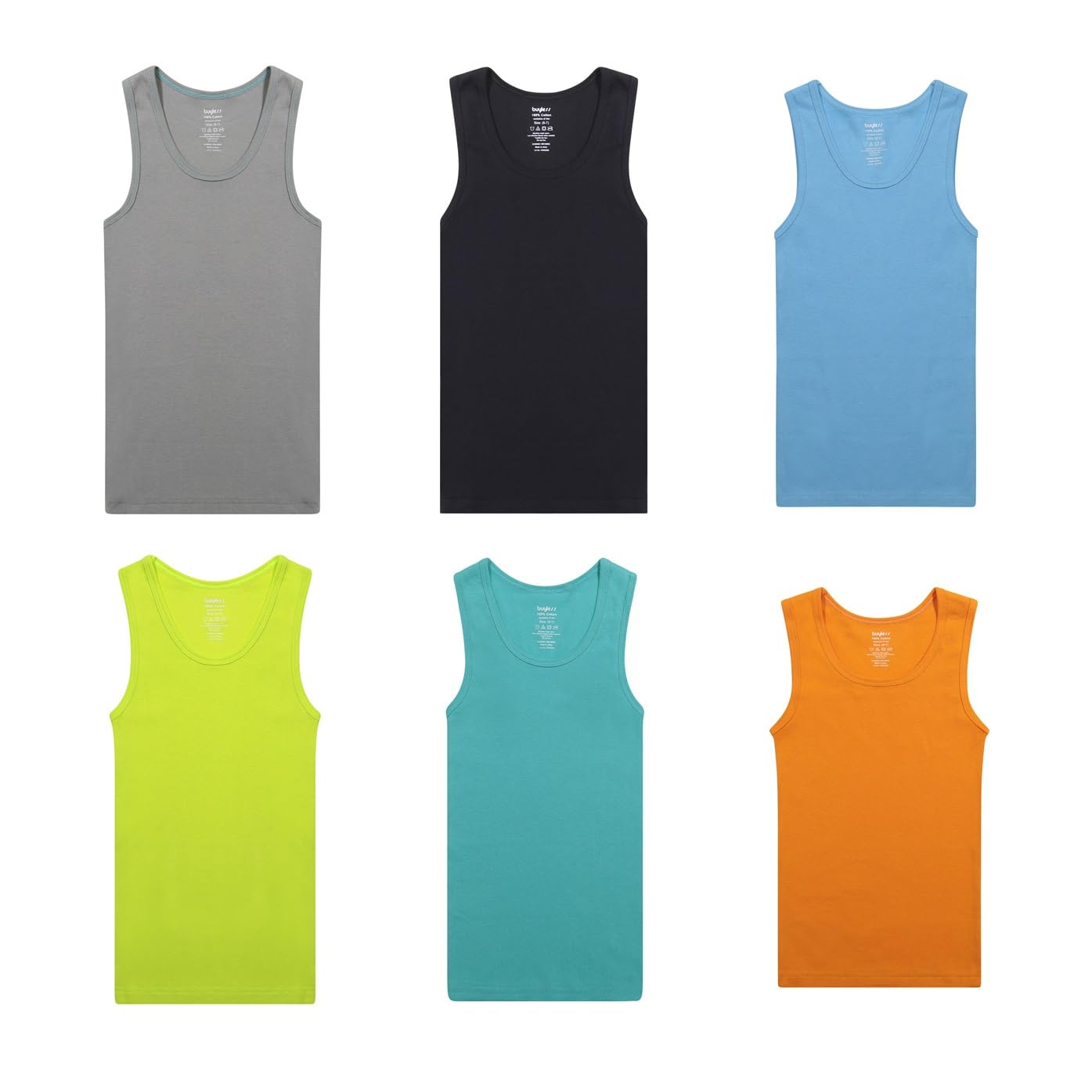 Buyless Fashion Jungen Unterhemden Tank-Top Weiche Baumwolle (6er-Pack)