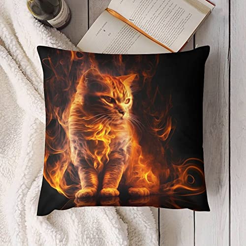 Summer Cat Throw Pillow Covers 18X18 Set Of 4 Decorative Pillow Covers Farmhouse Pillow Covers Sweet Home Decorations Cushion Case For Couch Sofa Bed Outdoor #TOP3