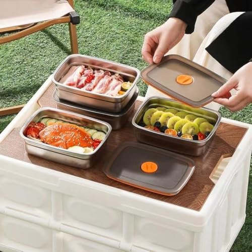Image of Tanjiae Home STOREE Fridge Storage Box 316 Stainless Steel Food Storage Containers | Food Grade, Leakproof Kitchen Organizer | Freshness Locking, Microwavable & Freezer Safe (1000 & 1500 Ml 1PCS)