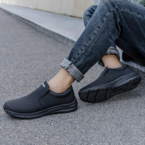 LARN SAFETY Mens Non Slip Shoes Food Service Work Shoe Waterproof Slip Resistant Kitchen Chef Footwear Restaurant Hospital Slip-On Black2