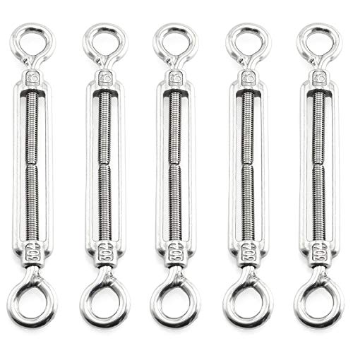 Lind Kitchen 5pcs M6 Stainless Steel Eye to Eye Turnbuckles Adjustable Wire Rope Tensioners
