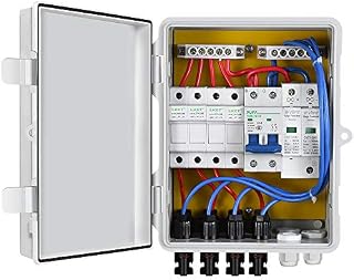 ECO-WORTHY 4 String PV Combiner Box 10A Circuit Breaker with Plastic ABS Cover Electrical Box - Waterproof Safe Protection Photovaltaic Generator for Solar Power System Solar Panel Kit Home