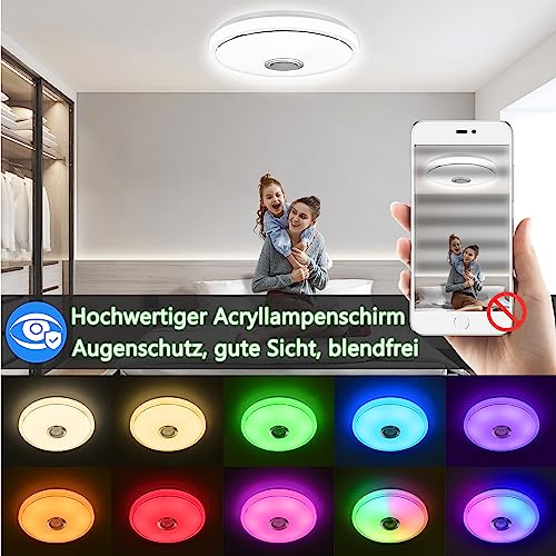 YRHome - Lámpara de techo LED 36W, intensidad regulable, altavoz Bluetooth, cielo estrellado, cambio de color RGB, mando a distancia o control por aplicación, reproducción de música - imagen 3