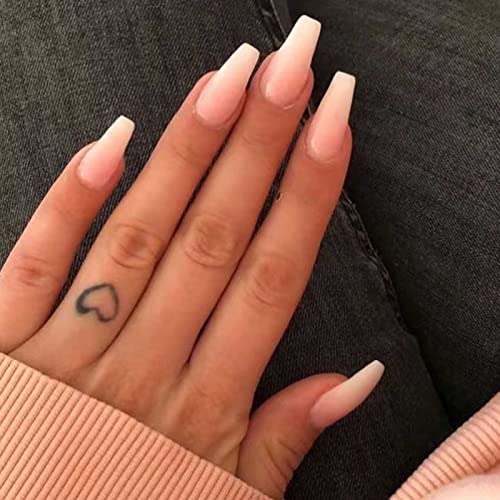 Hkanlre Coffin Press on Nails Medium Fake Nails Coffin Jelly Full...