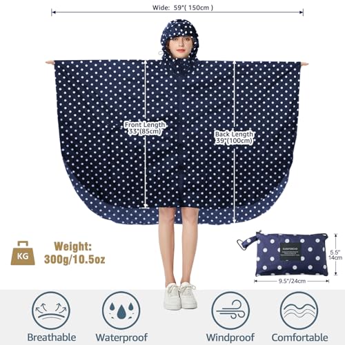image for Anyoo Waterproof Rain Poncho Lightweight Reusable Hiking Hooded Coat J