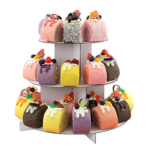 Tytroy 3 Tier White Round Cardboard Cup Cake Holder Stand Dessert Tower Pastry Serving Platter #TOP1