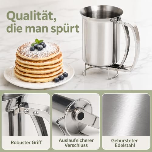 Foto von 1L Teigdosierer aus 430-Edelstahl mit blauem Spatel für Küchen Backen