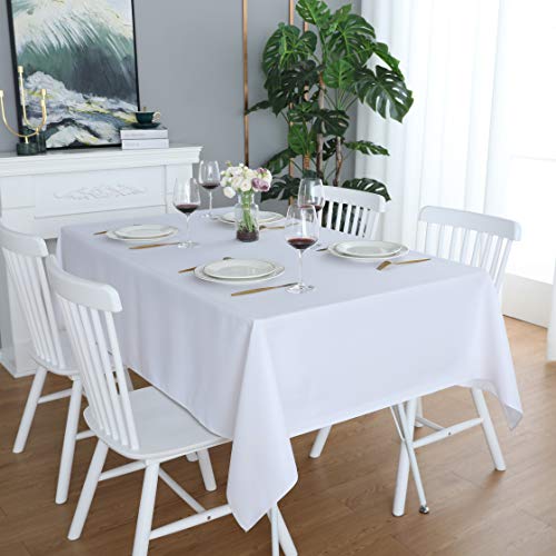 Image of FOLINS&HOME White Rectangle Tablecloth, 52 x 70 Inch Waterproof Table Cloth