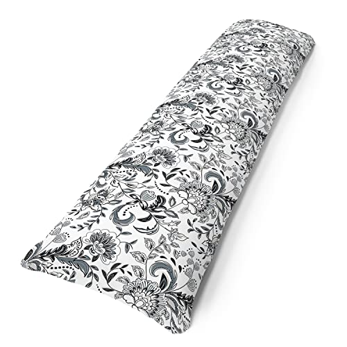 Amilian Seitenschläferkissen inkl. Füllung und Baumwolle Bezug: 150cm x 40cm, Stillkissen, Schwangerschaftskissen, Lagerungskissen Baby und Erwachsene: Folk Weiß