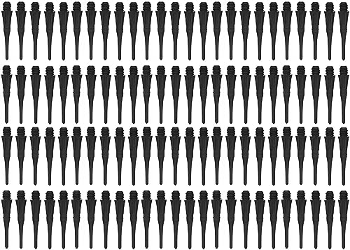 Dartfellas Spare Soft Tips, Durable Replacement Plastic 2BA Dart Points, (Pack of 100) (Black)