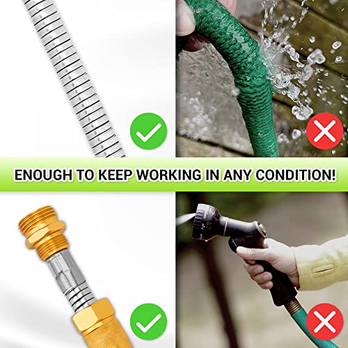 Ngreen Stainless Steel Garden Hose - Flexible Metal Water Hose With Nozzle, Puncture, Rust Proof And Corrosion Resistant, Never Kink And High Pressure, Collapsible And Easy To Store (50Ft) #TOP2