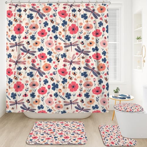 Rideau de douche fleur printemps imperméable 183x183 en polyester imprimé - 3