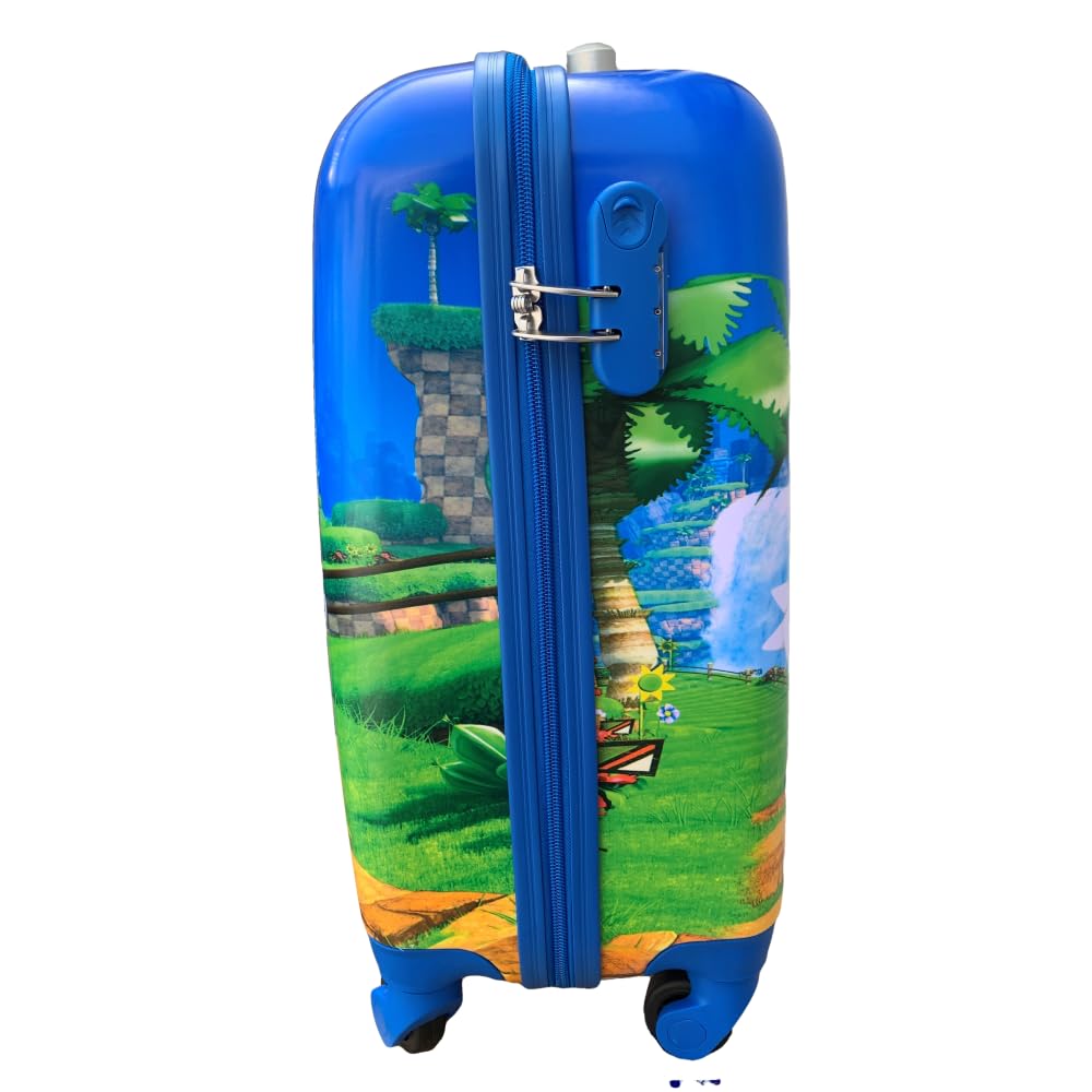 CARTOON Trolley da viaggio in ABS Sonic riccio supersonico per bambini valigia 50 x 33 x 20 cm con quattro ruote e manico allungabile