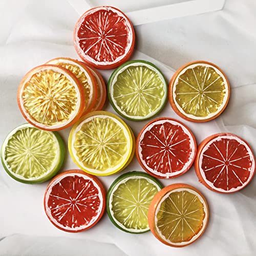 Yssreey 48 Pieces Fake Lemon Slices Simulation Grapefruits Decor Artificial Lemon Fruit Model Lifelike Plastic Fruit Decorative For Themed Party Wedding Crafts, Photography Props, Diy #TOP5