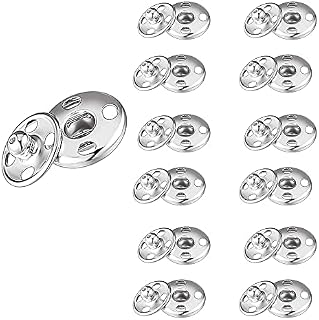 HashBag 24 Sets Metal Snap Button Clasps Fastener Press-Stud Sew on Snaps Fasteners Black Silver Press Studs for Purse Handbag Clothes Sewing Craft Supplies (7 mm, 9mm, 12mm 14mm, 15mm) (7mm 24Pcs)