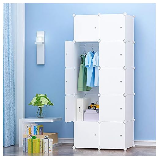 PREMAG Armario portátil, ropero Combinado, Armario Modular para Ahorrar Espacio, Ideal Organizador de Almacenamiento Cubo para Libros (10-Cube, Extra Sticers incluidos)