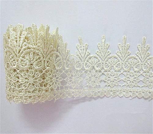 5 Yard Venice Floral Lace Edge Trim Ribbon 9cm Wide Vintage Style 8 Color Edging Trimmings Fabric Embroidered Applique Sewing Craft Wedding Bridal Dress Embellishment Gift Party Decoration(Beige)