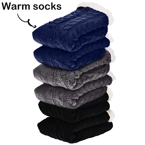 SATINIOR 3 Pairs Women's Winter Slipper Socks Soft Warm Cozy Fuzzy Fleece-lined Slipper Socks2