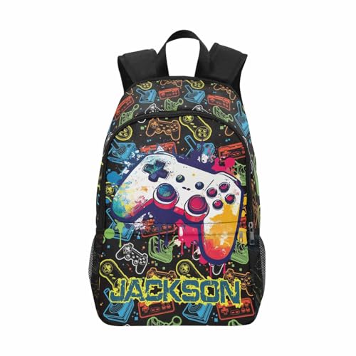 M YESCUSTOM Personalized Backpack For Boys Custom Kid's Name Backpack Customizable Game Pattern Bookbag, Back-to-school Gift for Son Grandson2