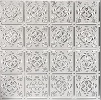 A La Maison Ceilings R125 Emma's Flowers Glue-up Styrofoam Ceiling Tile (256 sq. ft./Case), Pack of 96, Silver Trimmed