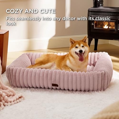Image of Bedsure ComfyFleece Cute Dog Beds Large Sized Dog Washable,36in Blush Pink